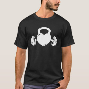 Kettlebell and Barbell Heart Love Gym Workout Mot T-Shirt