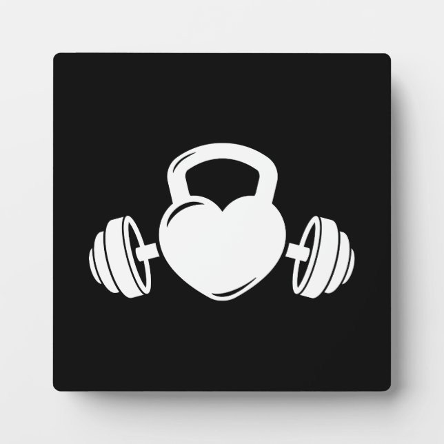 Kettlebell Barbell Love - Gym Workout Motivational Plaque (Front)