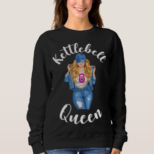 Kettlebell Queen Blonde Girl Woman Sassy Gym Worko Sweatshirt