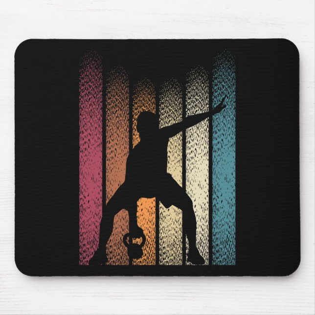 Kettlebell Retro Workout Powerlifting Bodybuilder  Mouse Pad (Front)
