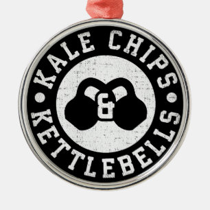 Kettlebells and Kale Chips - Funny Novelty Workout Metal Tree Decoration