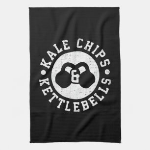 Kettlebells and Kale Chips - Funny Novelty Workout Tea Towel