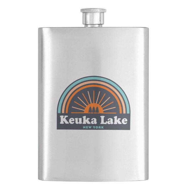 Keuka Lake New York Rainbow Hip Flask (Front)