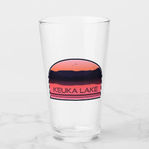 Keuka Lake New York Red Sunrise Glass