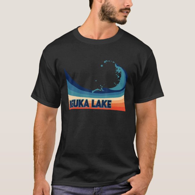 Keuka Lake New York Retro Boating Sailing & Fishin T-Shirt (Front)