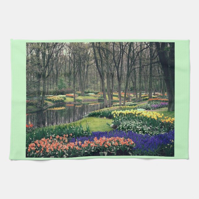 Keukenhof, a floral banquet tea towel (Horizontal)