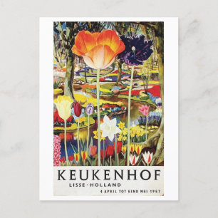 Keukenhof Gardens Holland Tulips Vintage Postcard