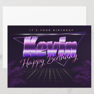 Kevin Name Vorname lila retro Karte Geburtstag Card