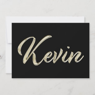 Kevin Name white gold Handwriting Card