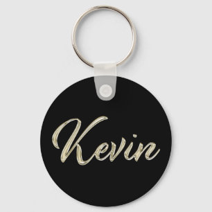 Kevin Name whitegold Button Keytags Key Ring
