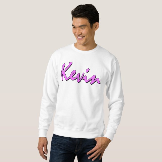 Kevin Pink Logo On White Sweatshirt (Front Full)