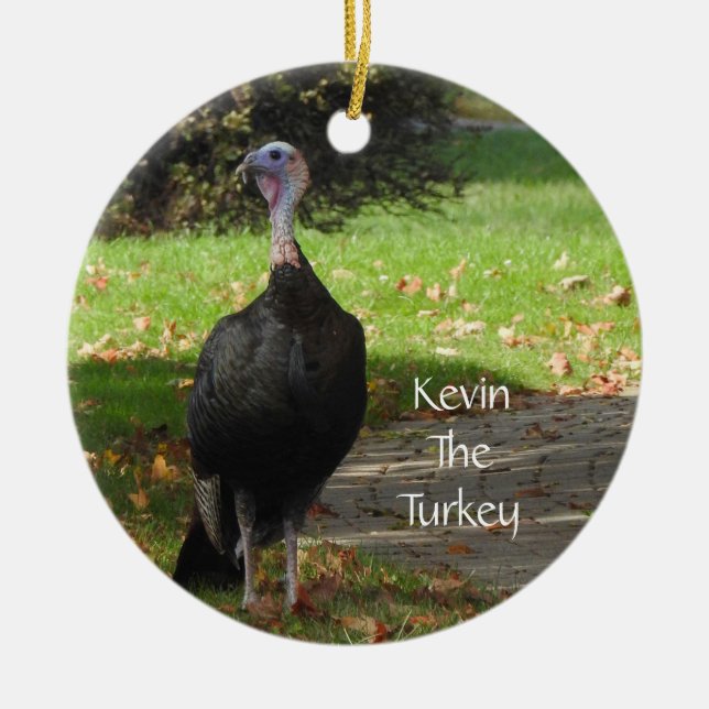 Kevin The Turkey - Old Wethersfield , CT (2 Sides) Ceramic Tree Decoration (Front)