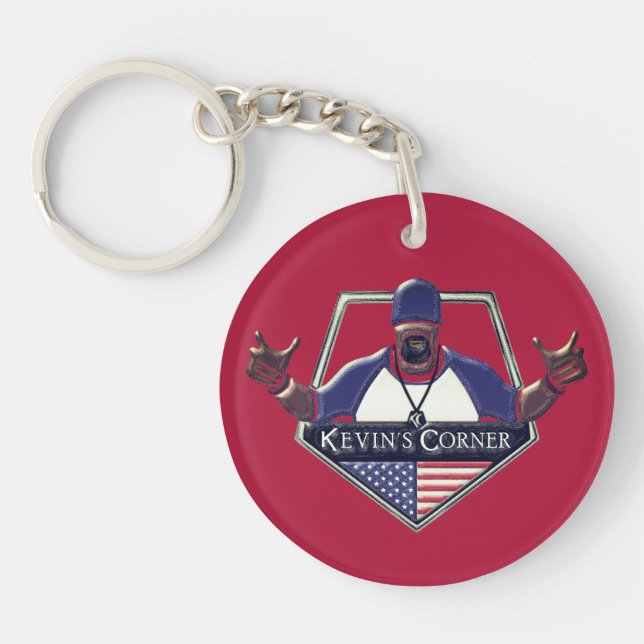 Kevin's Corner Logo with the US Flag Key Ring (Front)