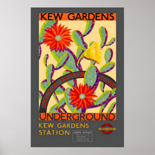 Kew Gardens Flower Poster Vintage London