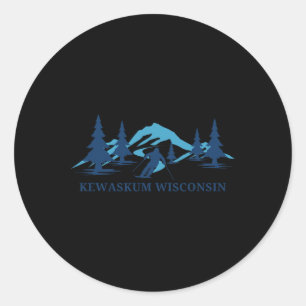 Kewaskum Wisconsin Ski Resort Skiing Skier Classic Round Sticker