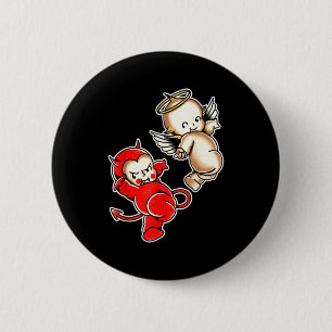 Kewpie baby devil angel cherubs 6 cm round badge