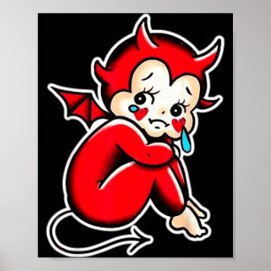Kewpie Baby Devil Crying Sad Demon Poster