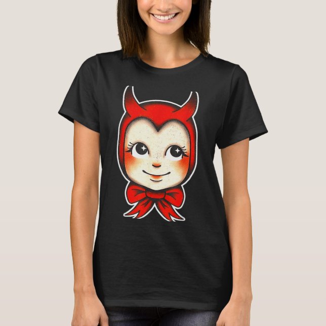 Kewpie Baby Devil Cute Tattoo T-Shirt (Front)