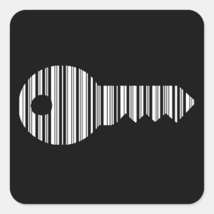 KEY BAR CODE Keys Barcode Pattern Design Square Sticker