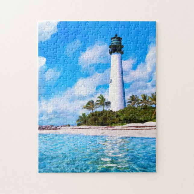 Key Biscayne - Cape Florida Lighthouse Art Puzzle (Vertical)