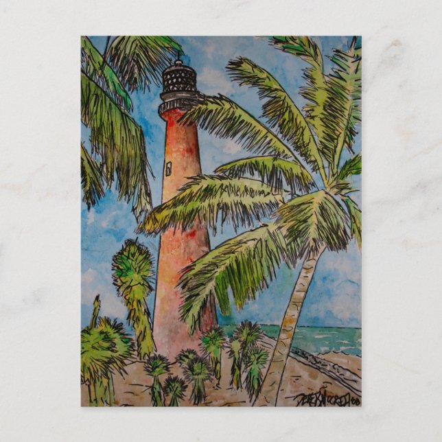key biscayne cape florida lighthouse postcard (Front)