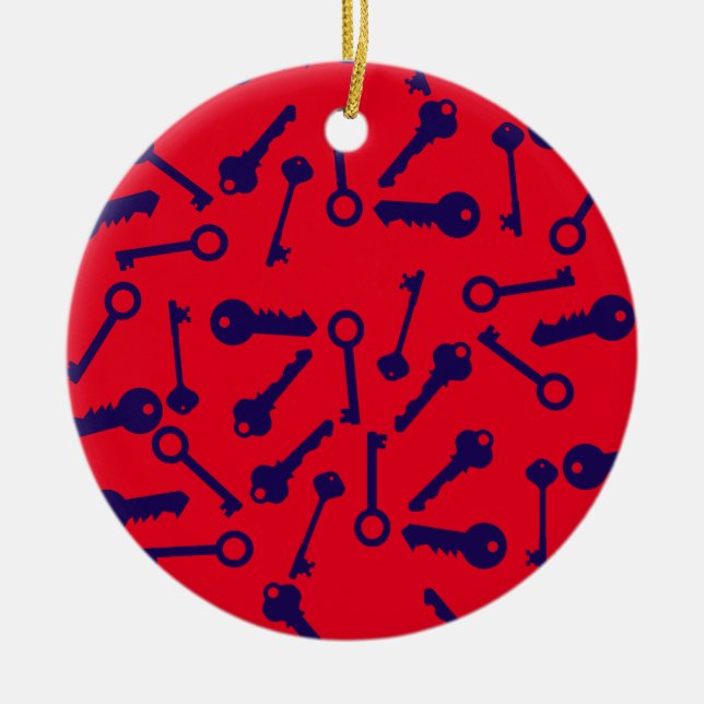 Key Blue Pattern Product Ceramic Tree Decoration (Front)