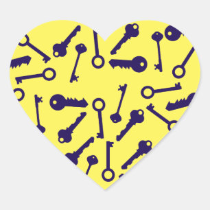 Key Blue Pattern Product Heart Sticker