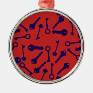 Key Blue Pattern Product Metal Tree Decoration