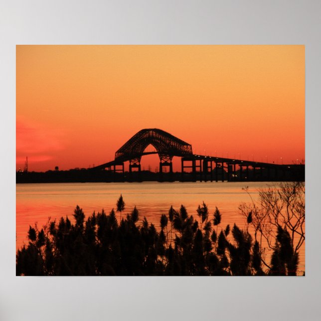 Key Bridge Through The Marsh Sunset Poster (Front)