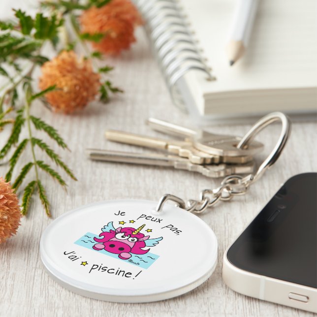 Key Carrier Licorne, "I can't, I have pool" Key Ring (Front Right)