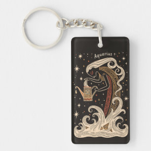 Key Chain Aquarius Celestial Zodiac Art