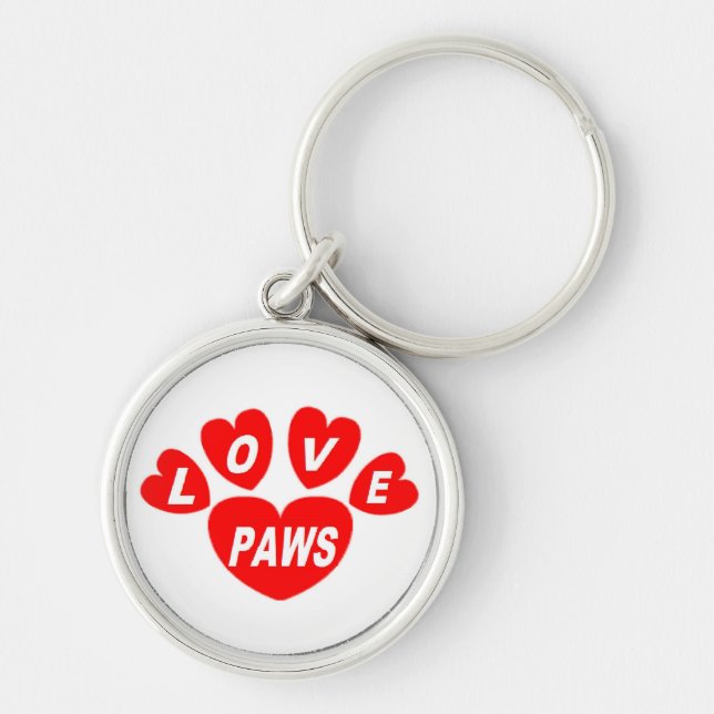 Key Chain Love Paws Hearts Red (Front)