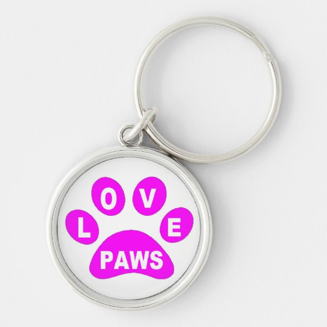 Key Chain Love Paws on Paws Pink (Front)