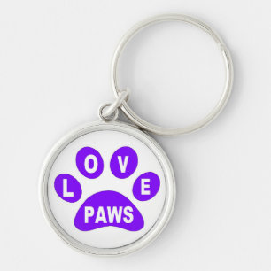 Key Chain Love Paws on Paws Purple