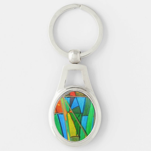 Key Chain--Murano Glass Green Ring (Front)
