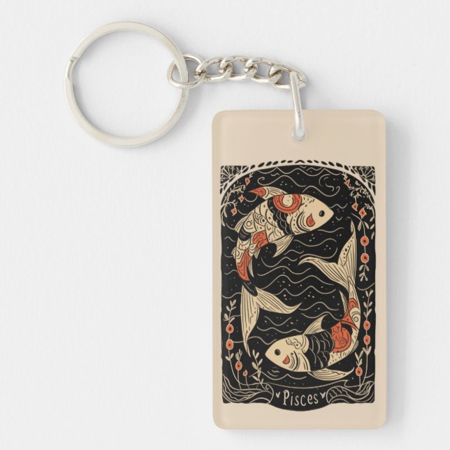 Key Chain Pisces Celestial Zodiac Art (Front)