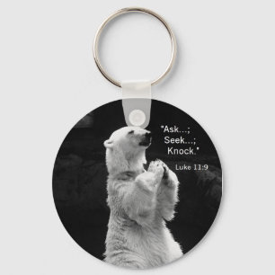 key chain with ask, seek, knock