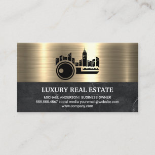 Key City Logo Metallic Gold Marble Business Card