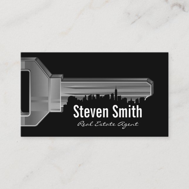 Key & Cityscape Business Card (Front)