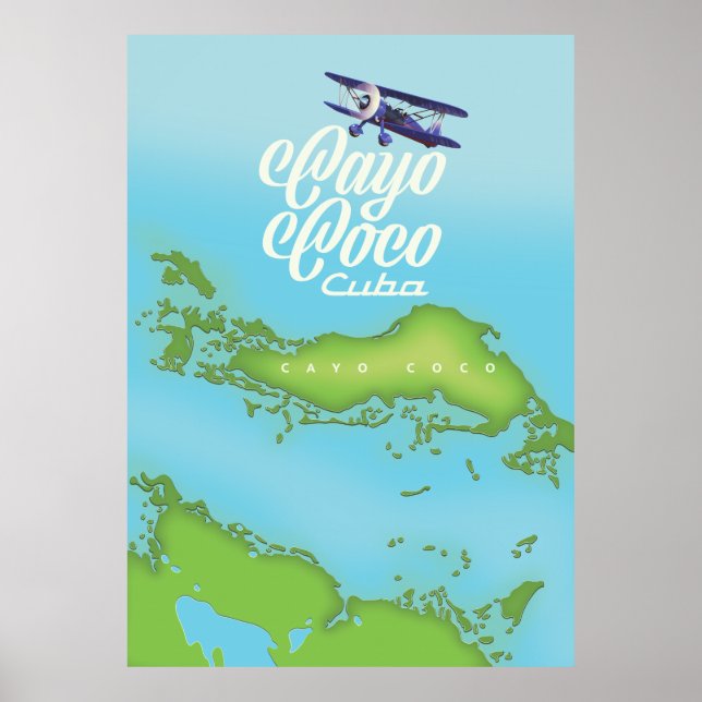 Key Coco Cuba vintage style map. Poster (Front)