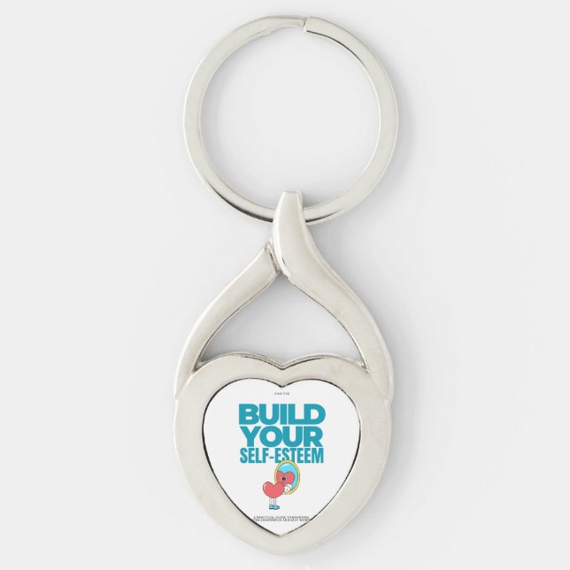 key door with text Build your self esteem Key Ring (Front)
