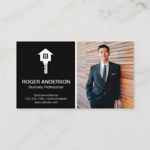 Key Home Logo Business Man Business Card
