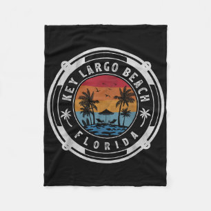 Key Largo Beach Florida Summer Vacation Vintage Su Fleece Blanket