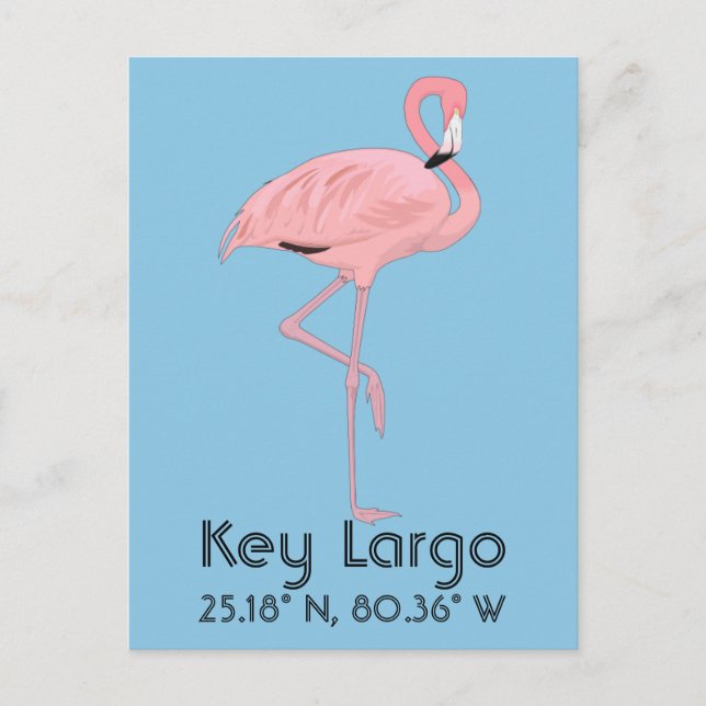 Key Largo FL Keys Flamingo Latitude Longitude Postcard (Front)