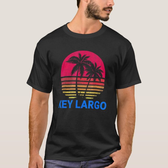 Key Largo Florida Beach Vacation Family Retro Dist T-Shirt (Front)