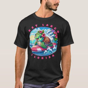 Key Largo Florida Cute Surfing Girl Sea Turtle T-Shirt