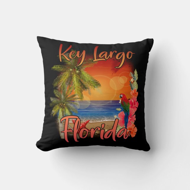 Key Largo Florida Keys Tropical Beach Sunset Cushion (Front)
