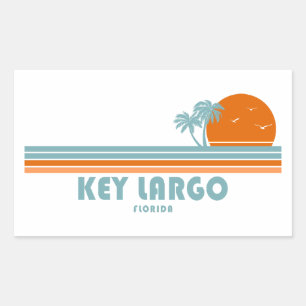 Key Largo Florida Sun Palm Trees Rectangular Sticker