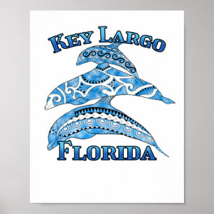 Key Largo Florida Vacation Tribal Dolphins Poster
