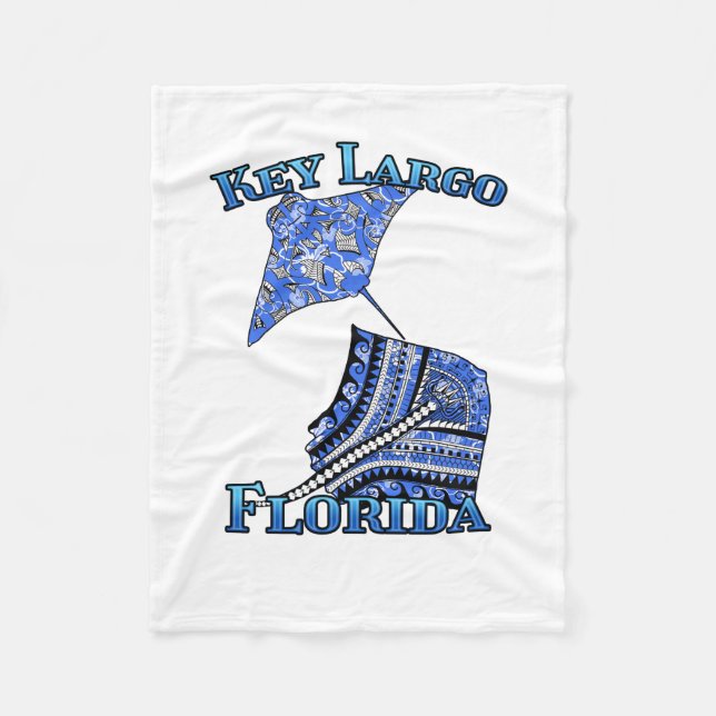 Key Largo Florida Vacation Tribal Stingray Fleece Blanket (Front)